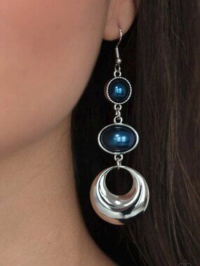Paparazzi Jewelry Accessories -Bubbling To The Surface - Blue Earrings - Vintage
